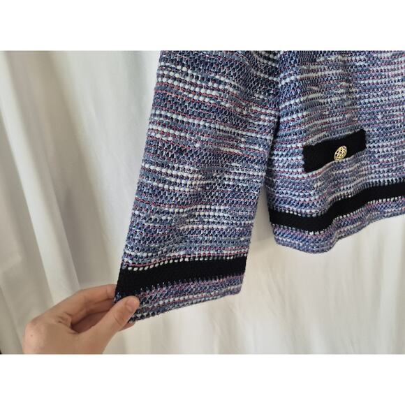 St. John Blue Purple Heathered Tweed Blazer Jacket US 12 - Picture 4 of 7